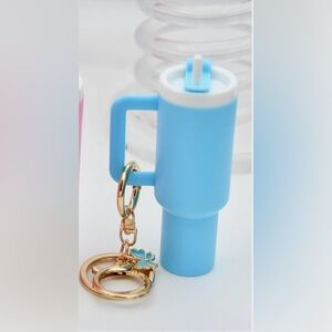 Blue travel cup bag charm/key chain
